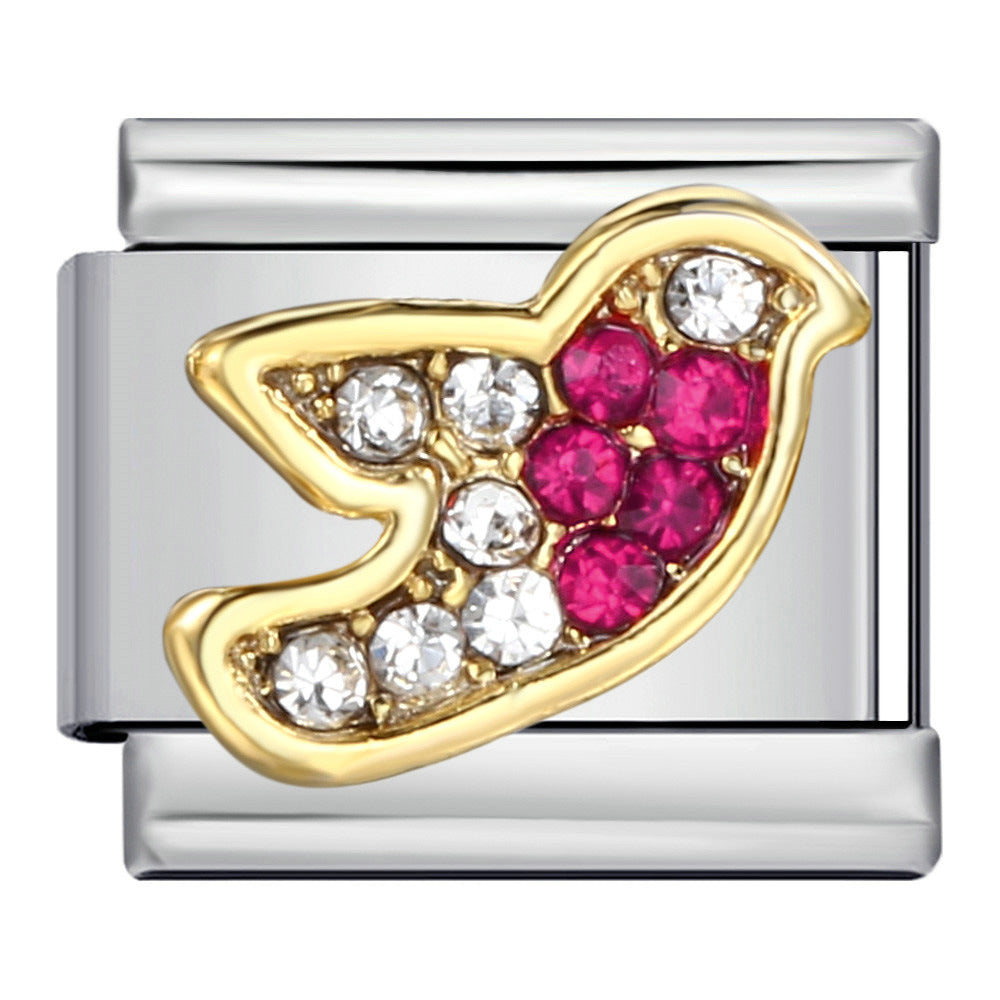 New Diamond Inlaid Titanium Steel Welding Drip Oil DIY Italian Module Bracelet Italian Charm Bracelet New Diamond Inlaid Titanium Steel Welding Drip Oil DIY Italian Module Bracelet Italian Charm Bracelet