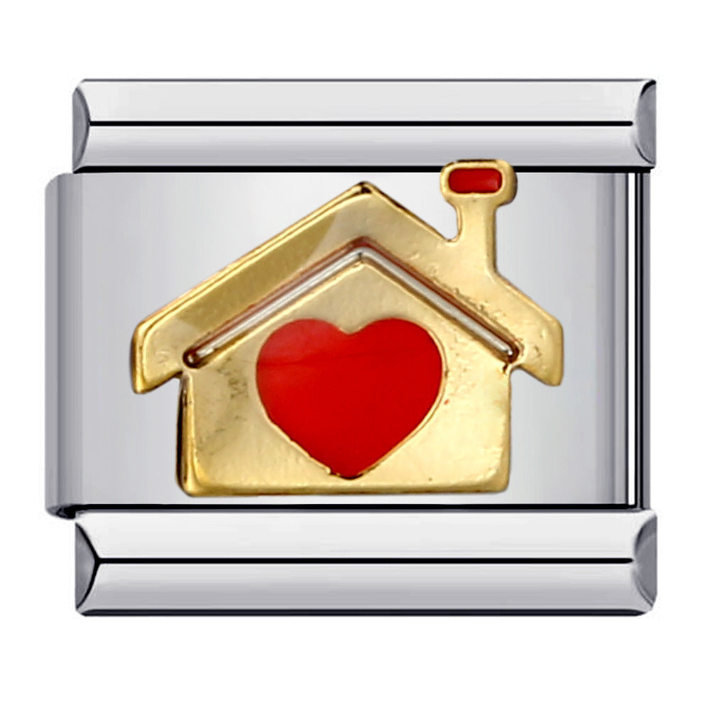 New Titanium Steel Welding Drip Oil Cartoon DIY Italian Module Bracelet Italian Charm Bracelet New Titanium Steel Welding Drip Oil Cartoon DIY Italian Module Bracelet Italian Charm Bracelet