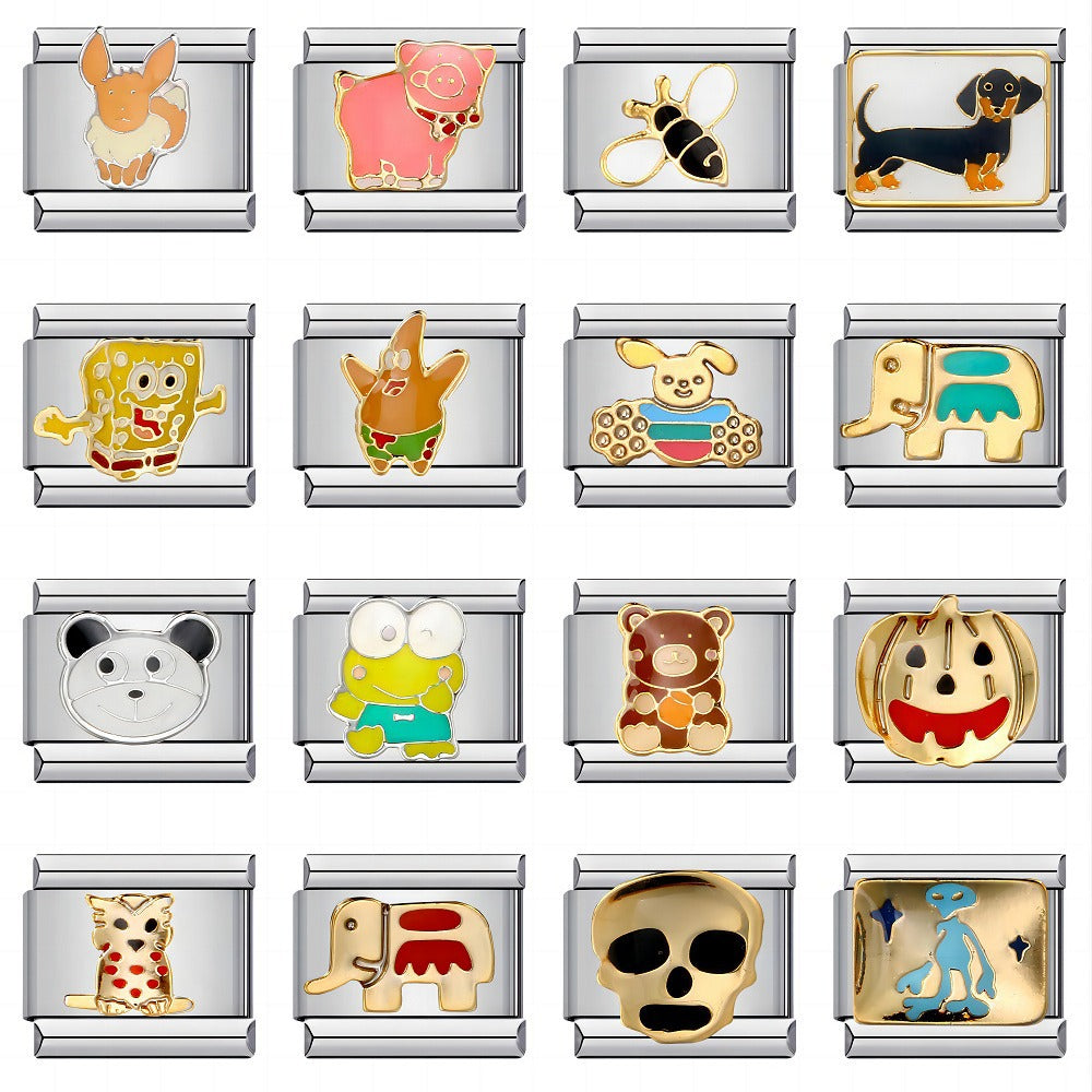 Stainless Steel Welding Drip Oil Animal DIY Italian Module Bracelet Italian Charm Bracelet Stainless Steel Welding Drip Oil Animal DIY Italian Module Bracelet Italian Charm Bracelet