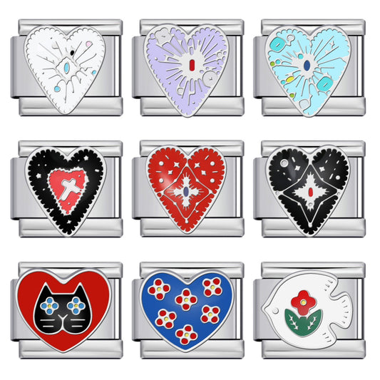 New Love Pentagram Italian Module Bracelet Titanium Steel Welding Drip Oil DIY Bracelet Little Fairy Gift