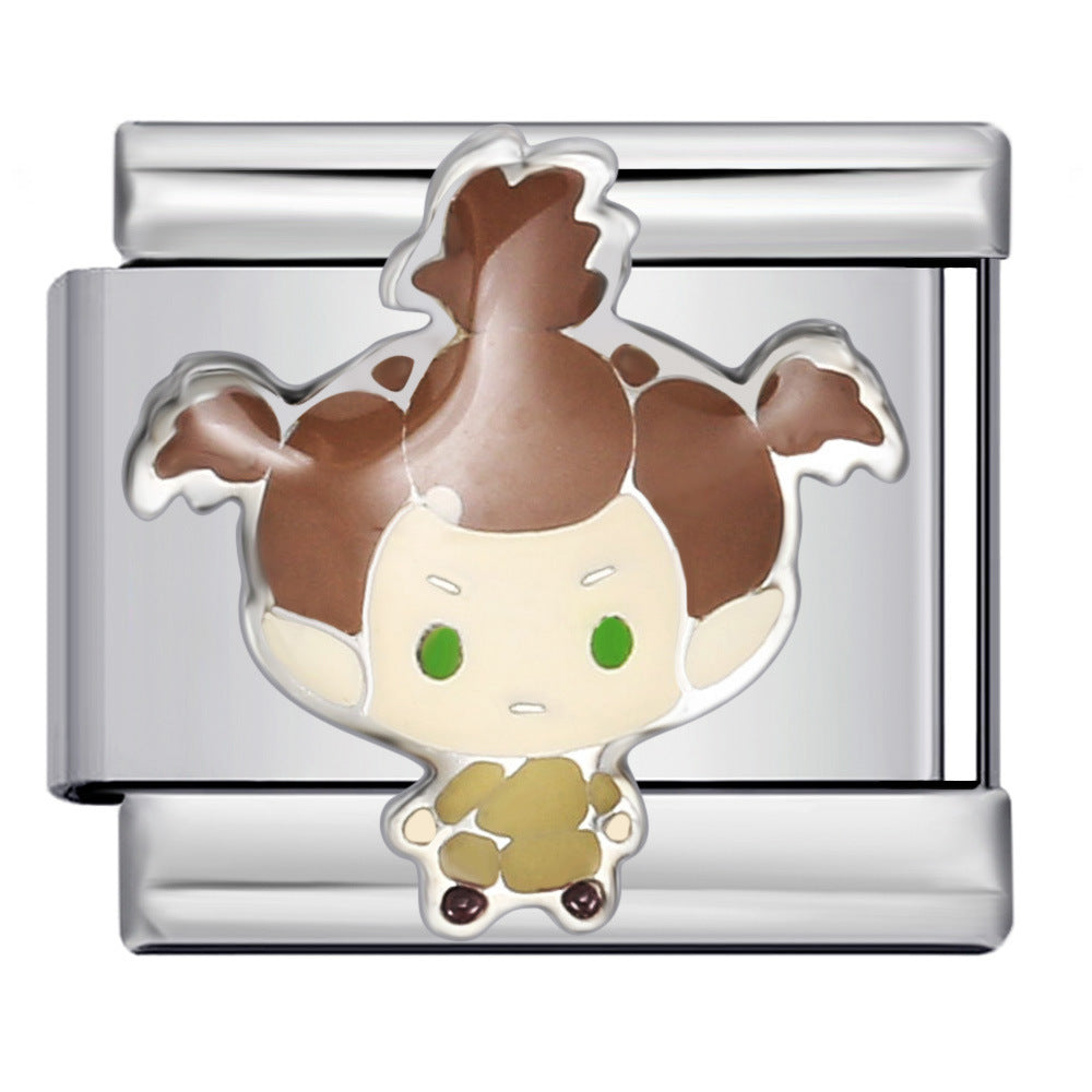 Cute Anime Cartoon Character Italian Module Bracelet Titanium Steel Welding Drip Oil DIY Elastic Splicing Bracelet Cute Anime Cartoon Character Italian Module Bracelet Titanium Steel Welding Drip Oil DIY Elastic Splicing Bracelet