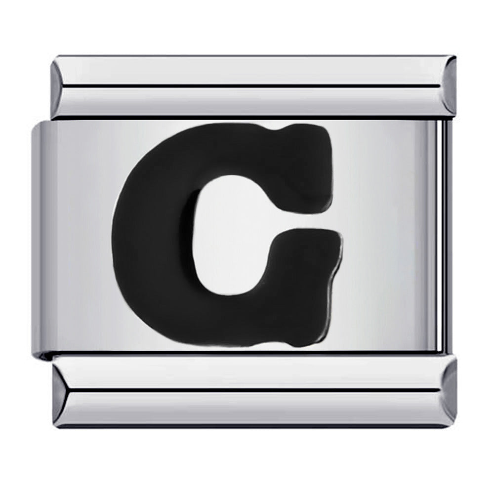 New Titanium Steel Black Alphabet DIY Italian Charm Bracelet Custom Name Link Chain New Titanium Steel Black Alphabet DIY Italian Charm Bracelet Custom Name Link Chain