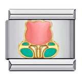 Flower Titanium Steel Drip Oil Welding Pattern Italian Module Bracelet Italian Charm Bracelet Flower Titanium Steel Drip Oil Welding Pattern Italian Module Bracelet Italian Charm Bracelet