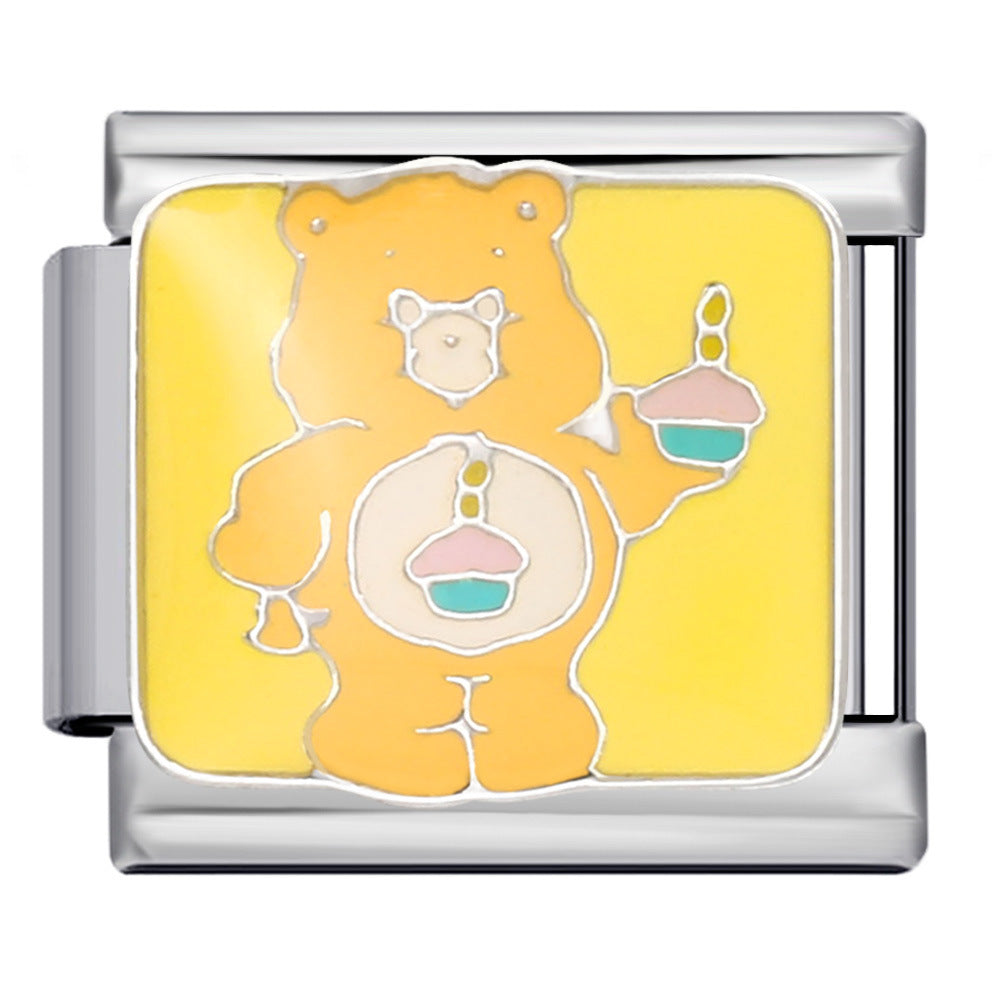 Classic Cute Bear Italian Module Bracelet Stainless Steel Welding Pattern DIY Elastic Splicing Bracelet Classic Cute Bear Italian Module Bracelet Stainless Steel Welding Pattern DIY Elastic Splicing Bracelet