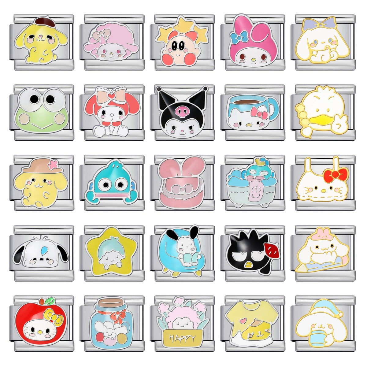 Cute Cartoon Character Series Titanium Steel Welding Drip Oil DIY Bracelet Italian Module Bracelet Accessories Wholesale Cute Cartoon Character Series Titanium Steel Welding Drip Oil DIY Bracelet Italian Module Bracelet Accessories Wholesale