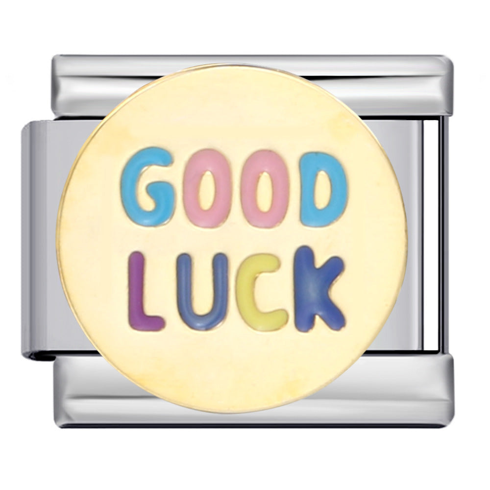 Stainless Steel Welding Drip Oil DIY Bracelet Italian Module Bracelet Round Starry Sky Pattern Elastic Bracelet Stainless Steel Welding Drip Oil DIY Bracelet Italian Module Bracelet Round Starry Sky Pattern Elastic Bracelet