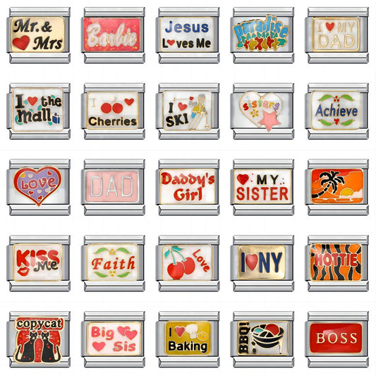 New Stainless Steel Welding Drip Oil Cartoon DIY Italian Module Bracelet Italian Module