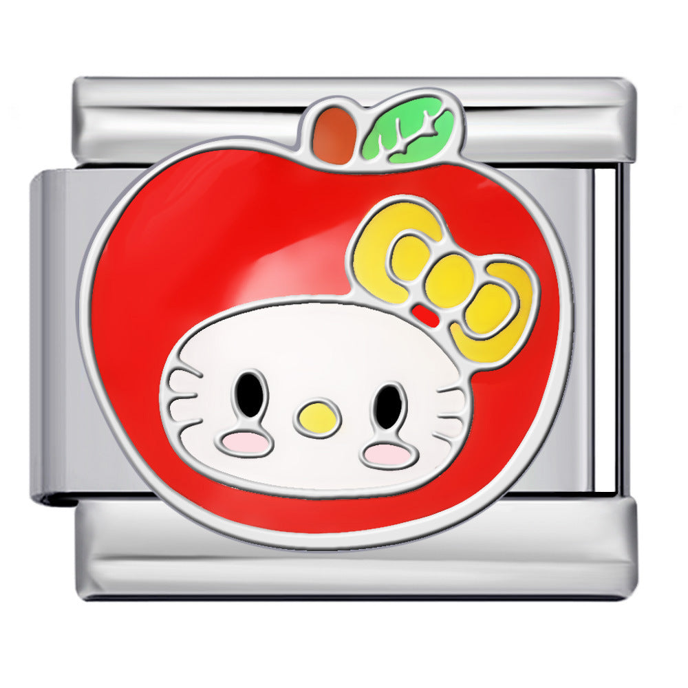 Cute Cartoon Character Series Titanium Steel Welding Drip Oil DIY Bracelet Italian Module Bracelet Accessories Wholesale Cute Cartoon Character Series Titanium Steel Welding Drip Oil DIY Bracelet Italian Module Bracelet Accessories Wholesale