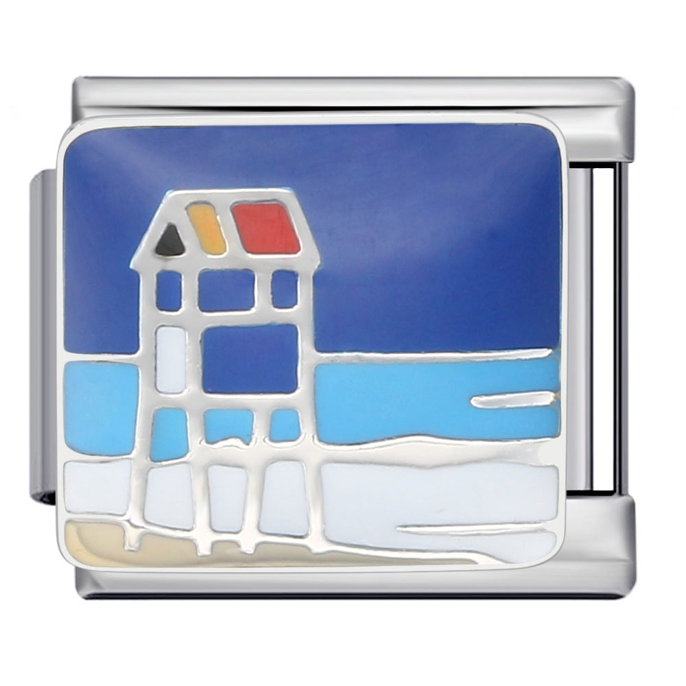 Blue Ocean Element Italian Module Bracelet - Stainless Steel Welded Pattern DIY Stretchable Fashion Bracelet Blue Ocean Element Italian Module Bracelet - Stainless Steel Welded Pattern DIY Stretchable Fashion Bracelet