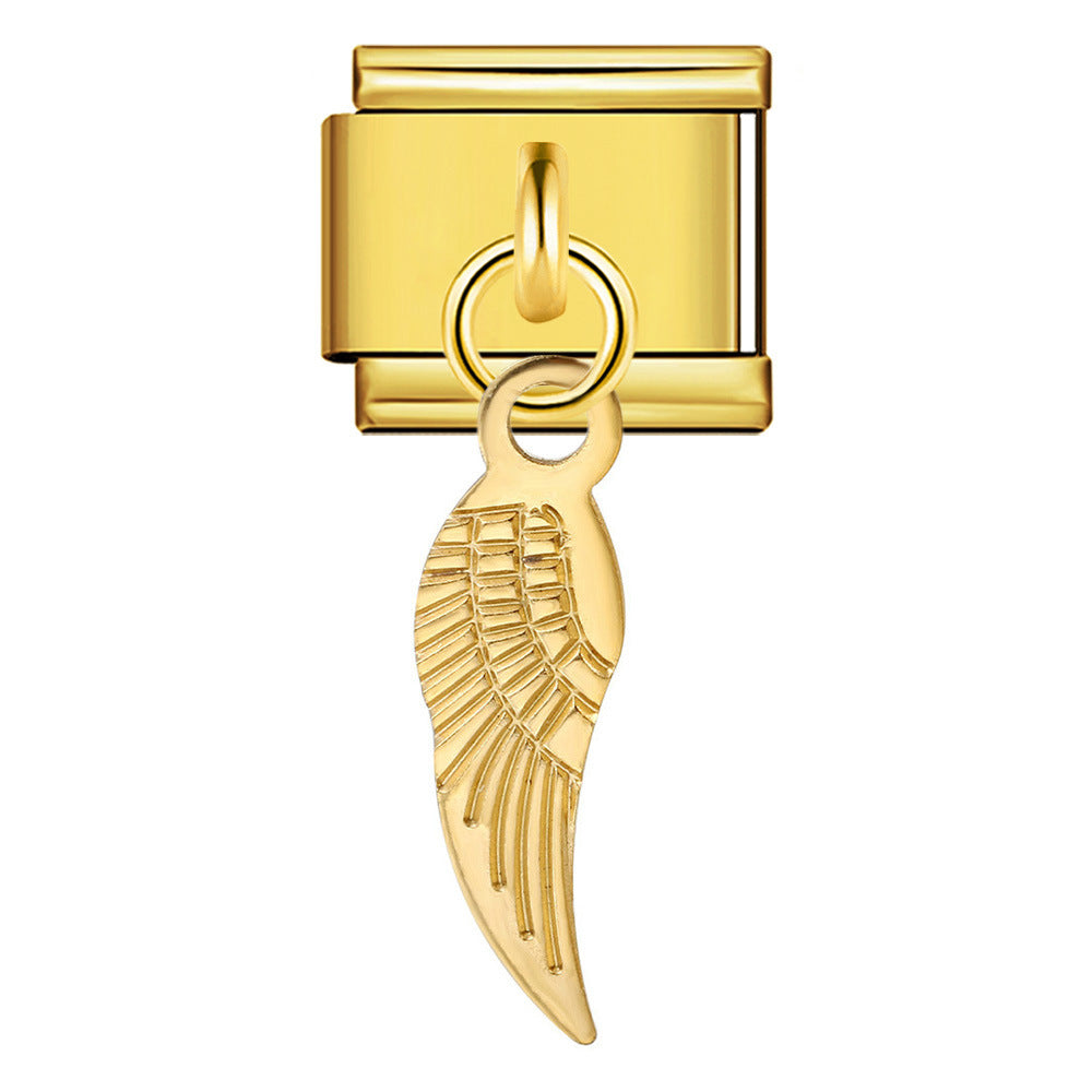 Charm Pendant Hook Style Italian Module Bracelet Titanium Steel Drip Oil Pattern DIY Bracelet Gift for Girls Charm Pendant Hook Style Italian Module Bracelet Titanium Steel Drip Oil Pattern DIY Bracelet Gift for Girls