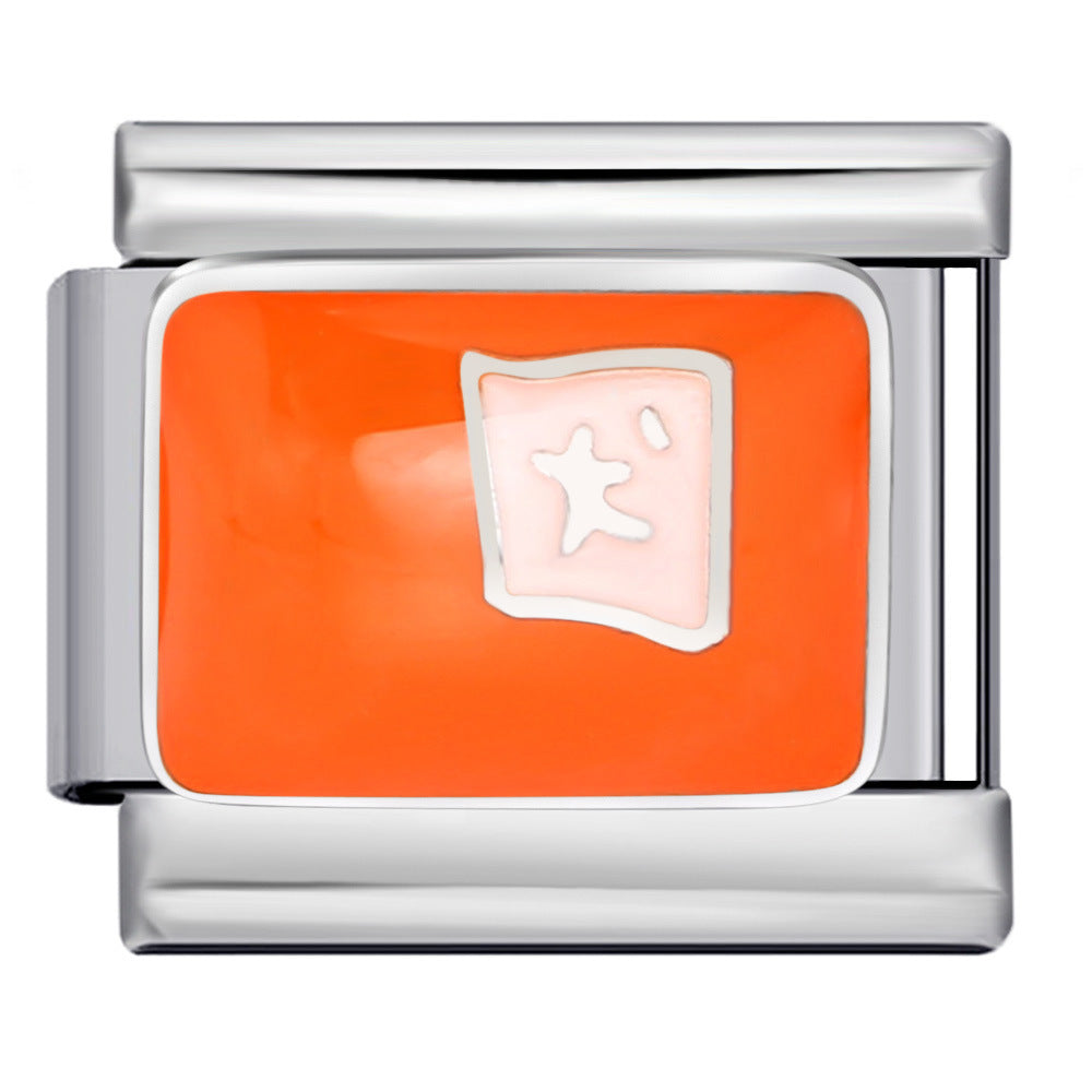 Personalized Pattern Italian Module Bracelet Stainless Steel Welding Drip Oil Cartoon DIY Elastic Splicing Bracelet Personalized Pattern Italian Module Bracelet Stainless Steel Welding Drip Oil Cartoon DIY Elastic Splicing Bracelet