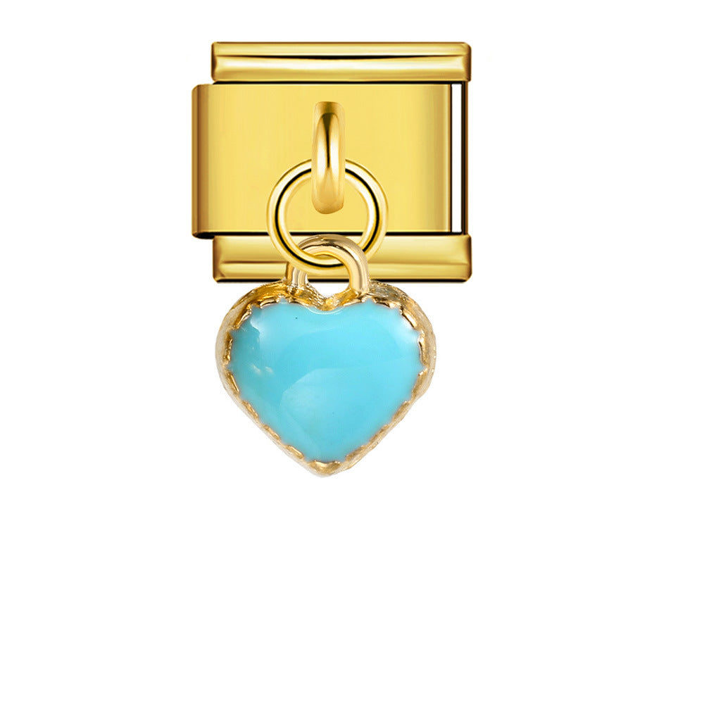 New Gold Bottom Love Pendant Italian Module Bracelet Stainless Steel Welding DIY Elastic Strap Chain Wholesale New Gold Bottom Love Pendant Italian Module Bracelet Stainless Steel Welding DIY Elastic Strap Chain Wholesale