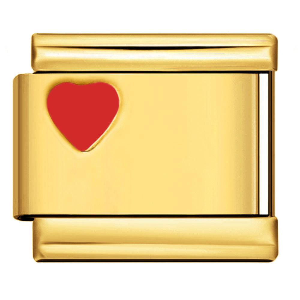 Gold and Silver Stamping Pattern Italian Module Bracelet Titanium Steel Drip Oil DIY Splicing Bracelet Wholesale Gold and Silver Stamping Pattern Italian Module Bracelet Titanium Steel Drip Oil DIY Splicing Bracelet Wholesale