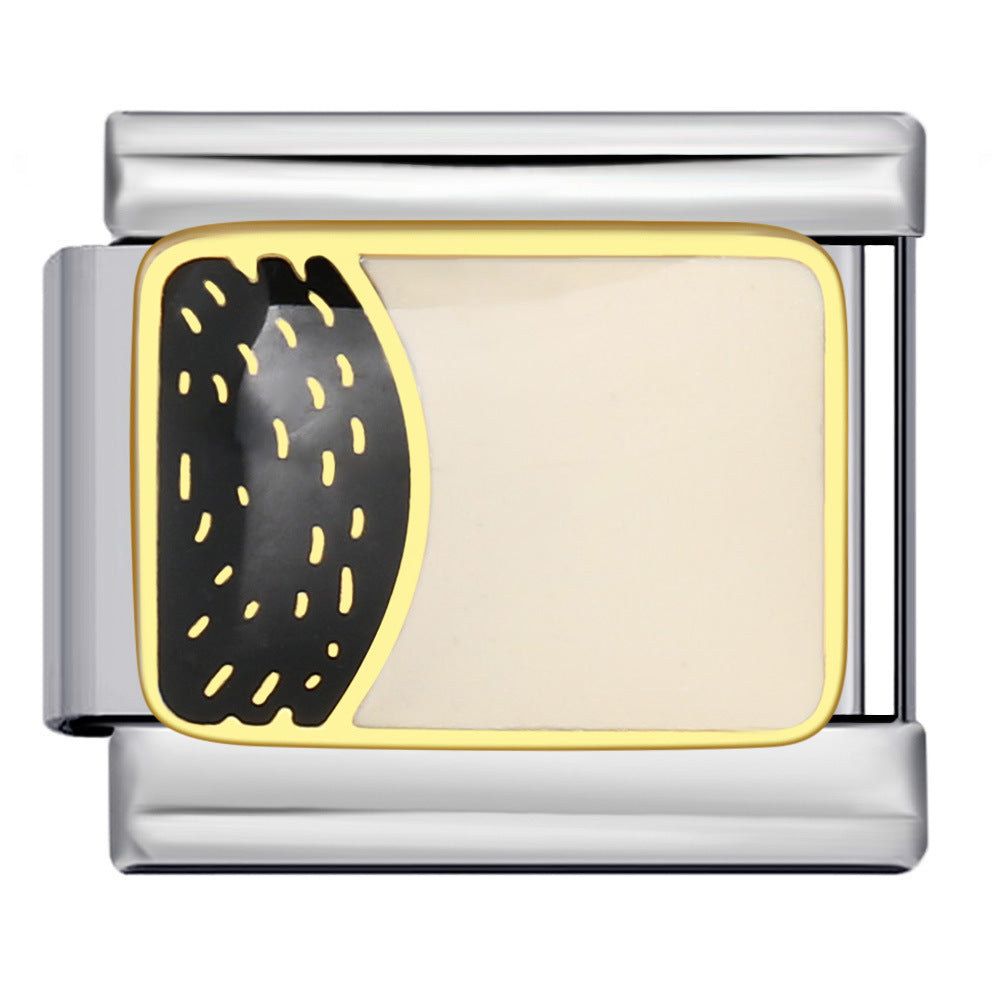 Personalized Pattern Italian Module Bracelet Stainless Steel Welding Drip Oil Cartoon DIY Elastic Splicing Bracelet Personalized Pattern Italian Module Bracelet Stainless Steel Welding Drip Oil Cartoon DIY Elastic Splicing Bracelet