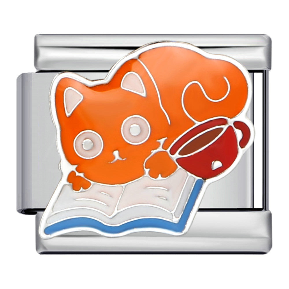 Pet Cat Dog Series Titanium Steel Welding Drip Bracelet Cartoon DIY Italian Module Wholesale Charm Bracelet for Animal Lovers Pet Cat Dog Series Titanium Steel Welding Drip Bracelet Cartoon DIY Italian Module Wholesale Charm Bracelet for Animal Lovers