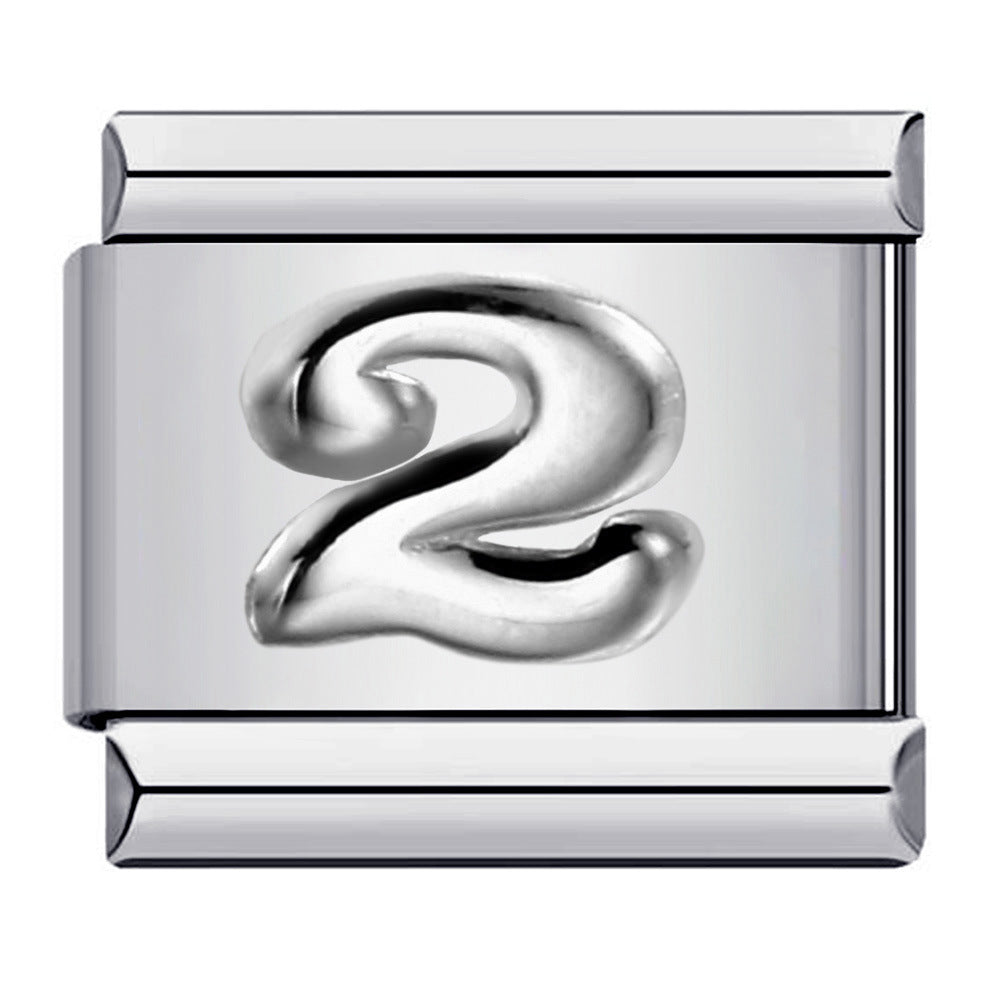 New titanium steel concave convex Arabic numerals DIY Italian module bracelet Italian Module New titanium steel concave convex Arabic numerals DIY Italian module bracelet Italian Module