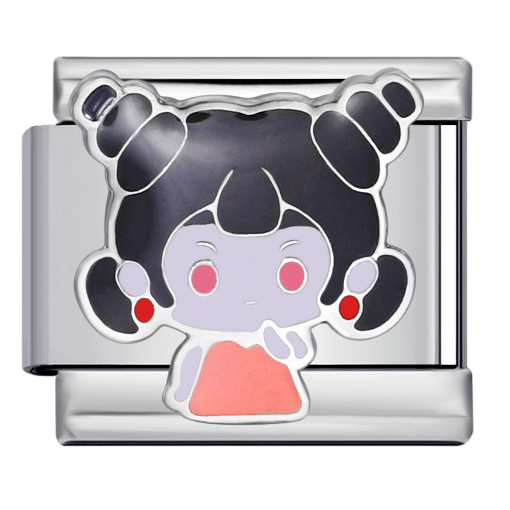 Cute Anime Cartoon Character Italian Module Bracelet Titanium Steel Welding Drip Oil DIY Elastic Splicing Bracelet Cute Anime Cartoon Character Italian Module Bracelet Titanium Steel Welding Drip Oil DIY Elastic Splicing Bracelet