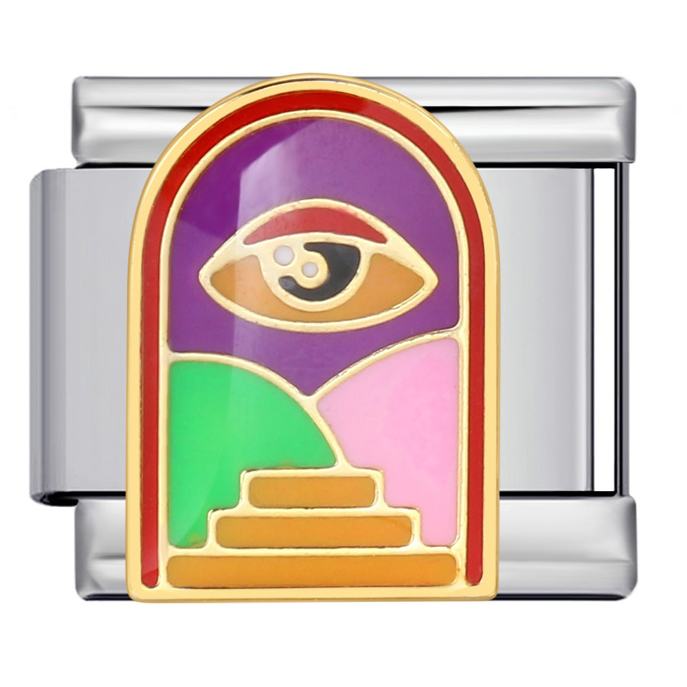 Titanium Steel Gold-plated Drip Welding Pattern DIY Italian Module Bracelet Italian Charm Bracele Titanium Steel Gold-plated Drip Welding Pattern DIY Italian Module Bracelet Italian Charm Bracele