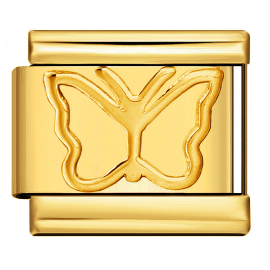 Italian Module Bracelet Titanium Steel All Gold Stamping Pattern DIY Italian Charm Bracelet