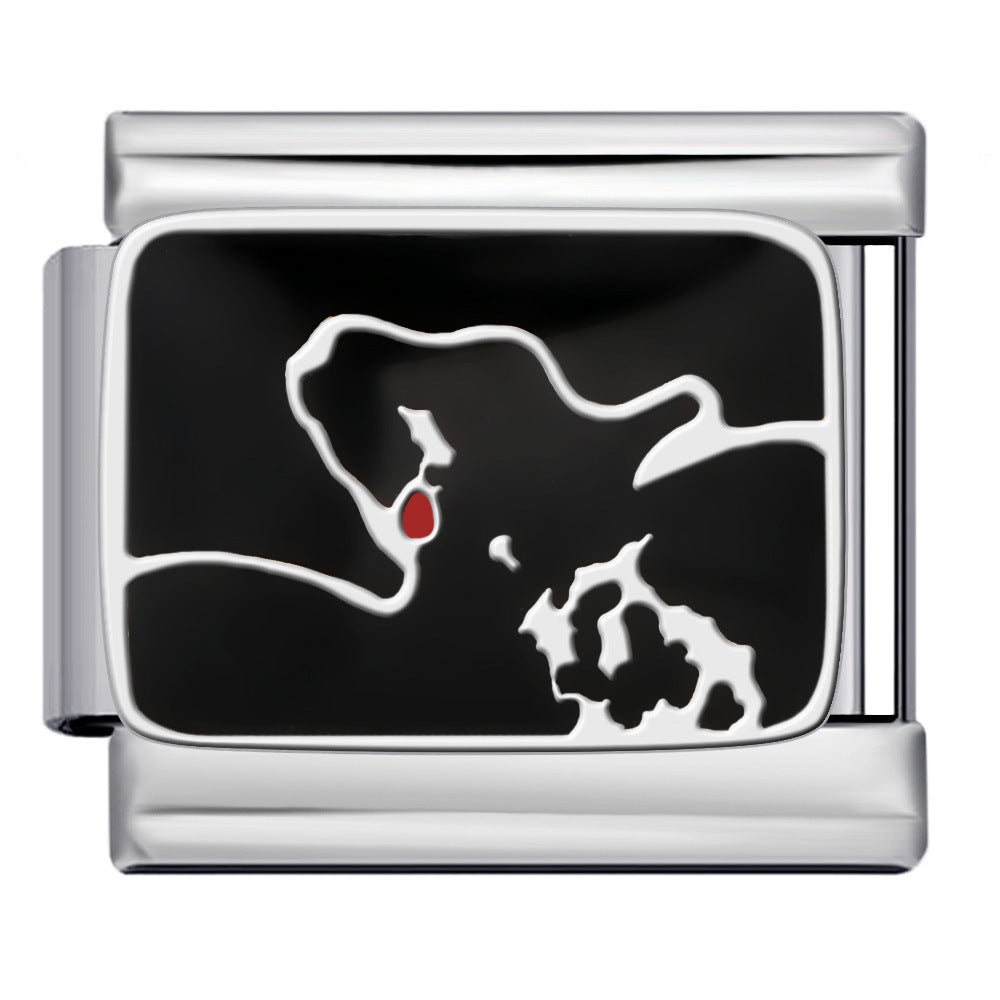 Pink Pattern Italian Module Bracelet Titanium Steel Welding Drip Oil Pattern DIY Bracelet Gift for Girls Pink Pattern Italian Module Bracelet Titanium Steel Welding Drip Oil Pattern DIY Bracelet Gift for Girls