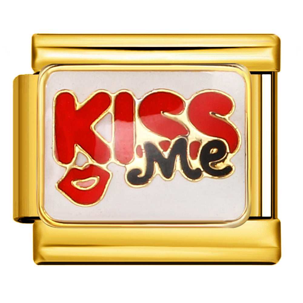 Italian Charm Fashion Stainless Steel Bracelet Gold Silver Welded Drip Oil DIY Modular Jewelry Wholesale Italian Charm Fashion Stainless Steel Bracelet Gold Silver Welded Drip Oil DIY Modular Jewelry Wholesale