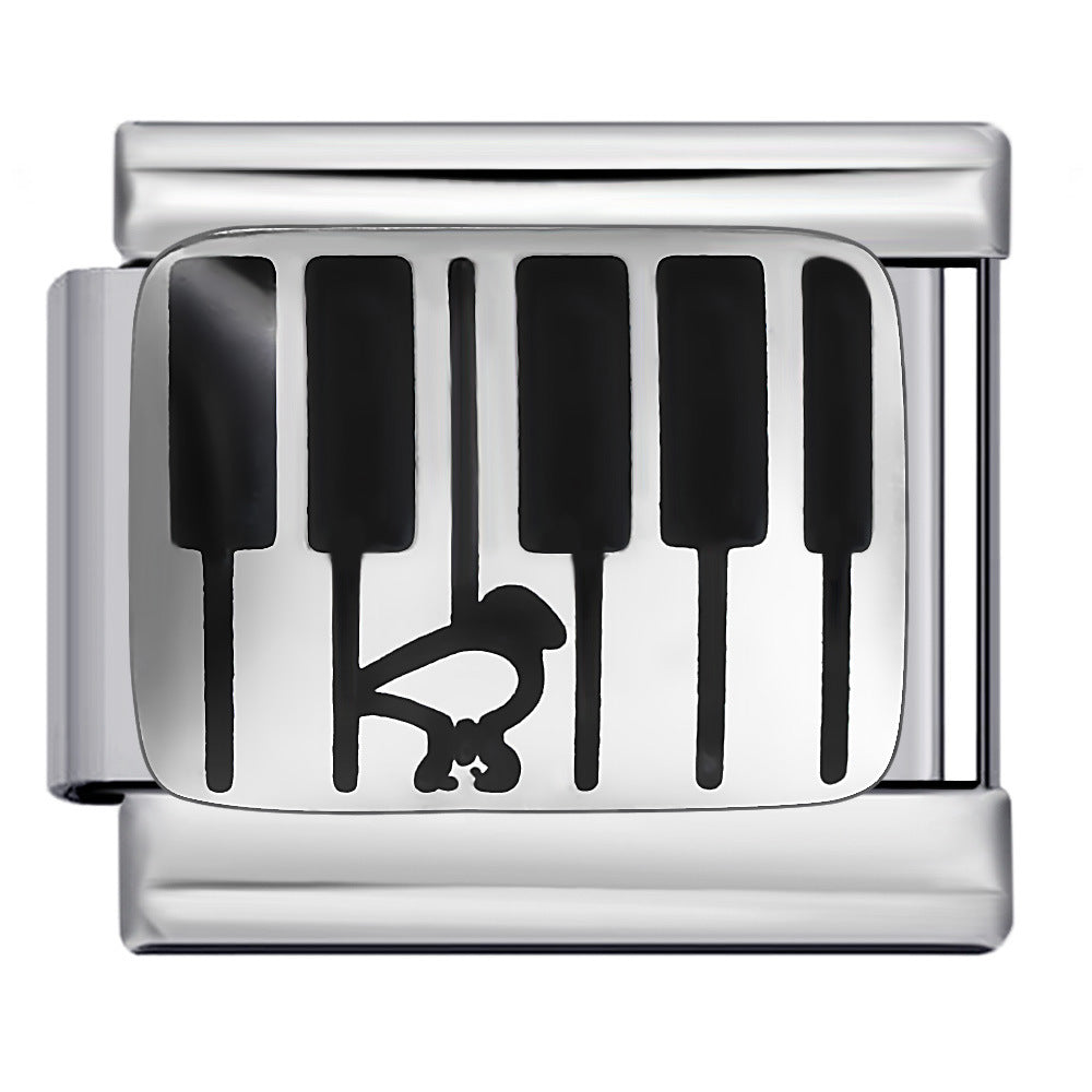 Pink Pattern Italian Module Bracelet Titanium Steel Welding Drip Oil Pattern DIY Bracelet Gift for Girls Pink Pattern Italian Module Bracelet Titanium Steel Welding Drip Oil Pattern DIY Bracelet Gift for Girls