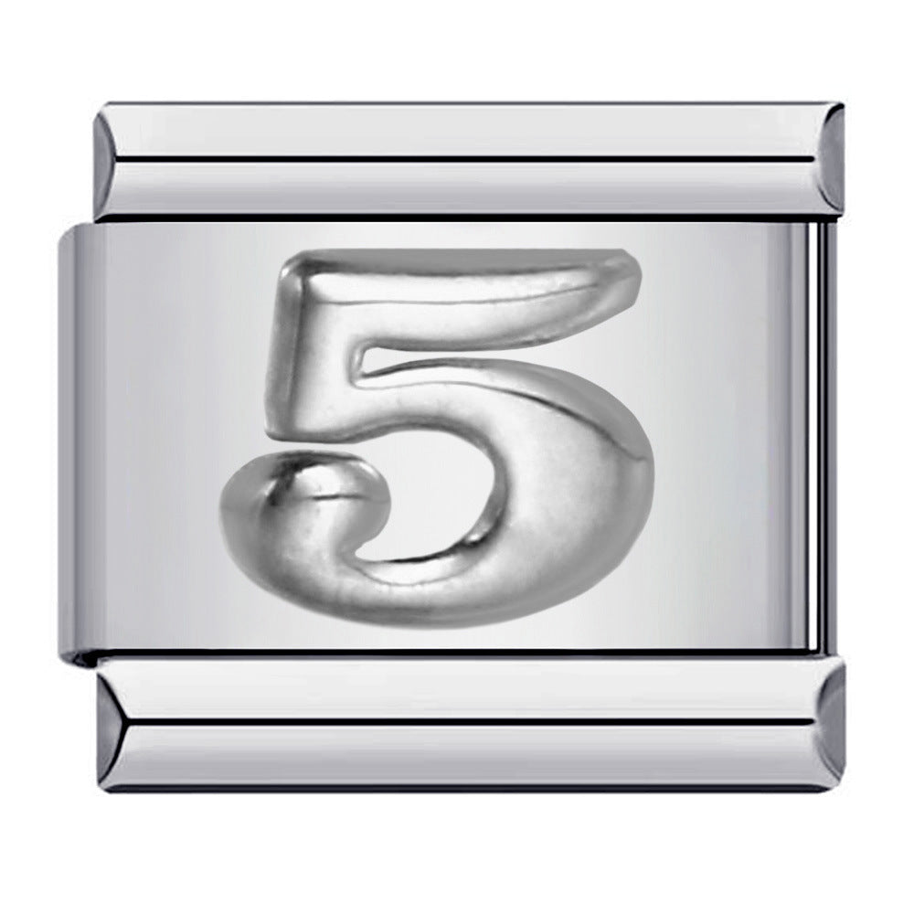 New titanium steel concave convex Arabic numerals DIY Italian module bracelet Italian Module New titanium steel concave convex Arabic numerals DIY Italian module bracelet Italian Module