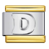 Fashion Gold Cover Silver Concave English Letter Bracelet Titanium Steel Non Dripping Oil DIY Italian Module Bracelet Wholesale Fashion Gold Cover Silver Concave English Letter Bracelet Titanium Steel Non Dripping Oil DIY Italian Module Bracelet Wholesale