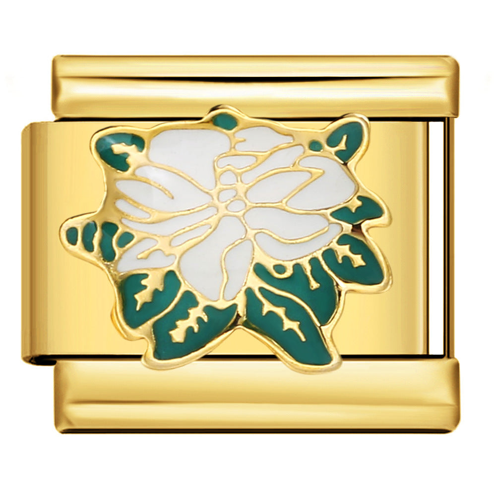 Gold Bottom Italian Module Bracelet Welding Dripping Oil Titanium Steel Bracelet Fashion DIY Italian Bracelet Gold Bottom Italian Module Bracelet Welding Dripping Oil Titanium Steel Bracelet Fashion DIY Italian Bracelet