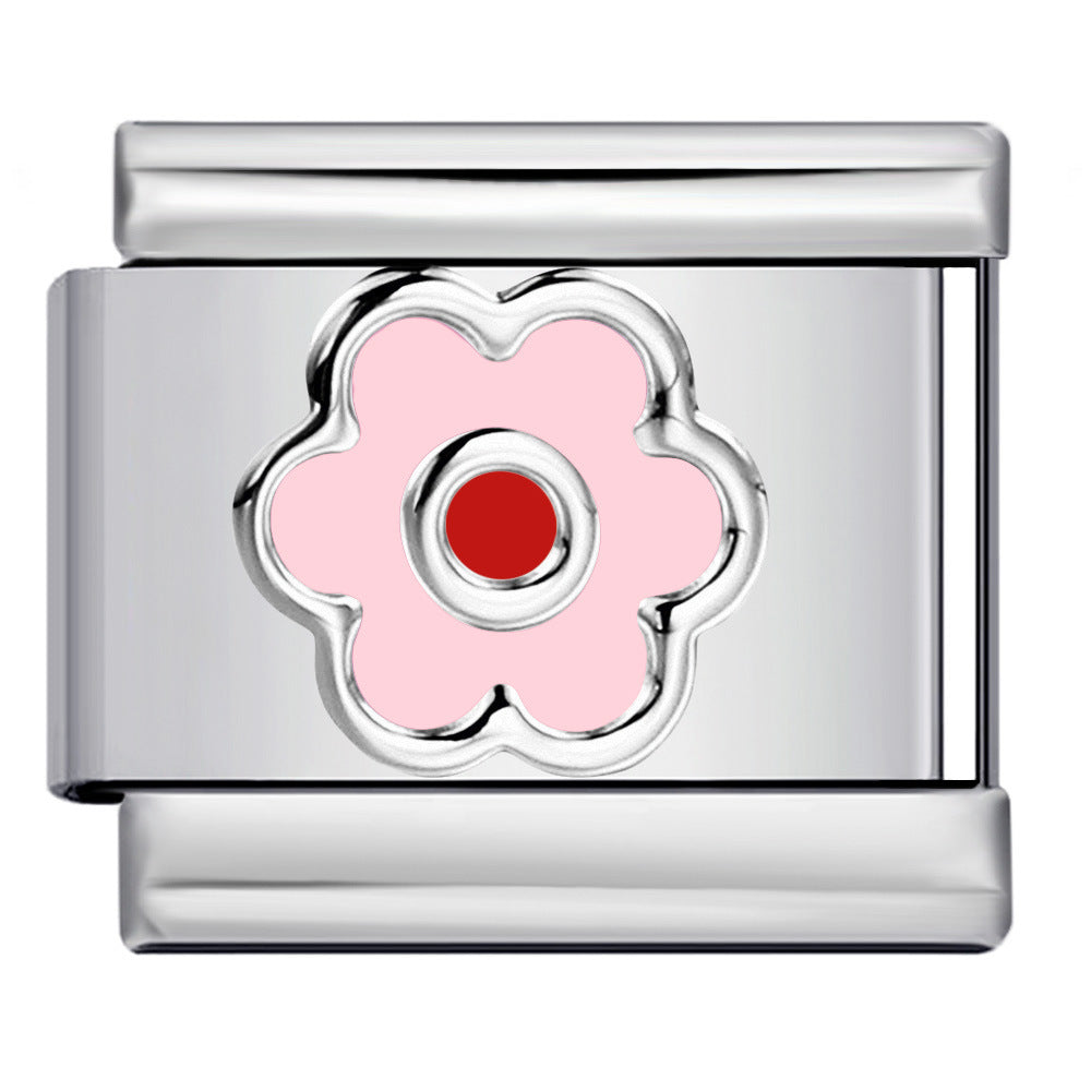 New Petal Stamping Series DIY Italian Module Bracelet Titanium Steel Gold Plated Drip Oil Splicing Strap Chain New Petal Stamping Series DIY Italian Module Bracelet Titanium Steel Gold Plated Drip Oil Splicing Strap Chain