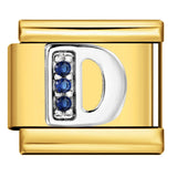 Italian Module Bracelet Gold Background Blue Diamond Letters DIY Stainless Steel Elastic Assembly Welded Strap Bracelet Italian Module Bracelet Gold Background Blue Diamond Letters DIY Stainless Steel Elastic Assembly Welded Strap Bracelet