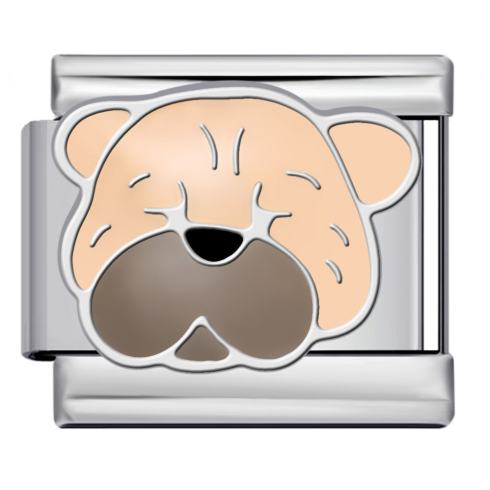 Cute Cartoon Dog Cute Pet Series Titanium Steel Welding Drip Oil DIY Italian Module Bracelet Accessories Cute Cartoon Dog Cute Pet Series Titanium Steel Welding Drip Oil DIY Italian Module Bracelet Accessories