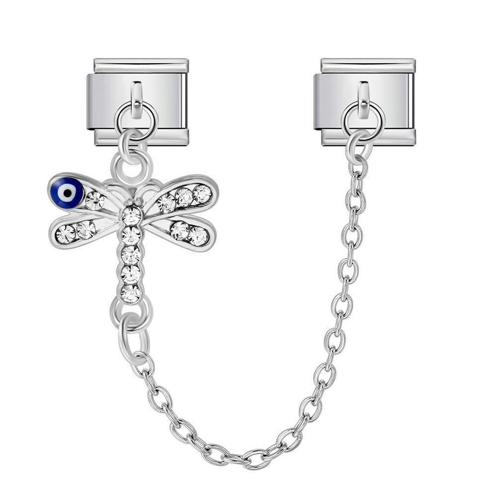 New Gold and Silver Devil's Eye Hook Chain Bracelet Stainless Steel DIY Elastic Italian Module Bracelet New Gold and Silver Devil's Eye Hook Chain Bracelet Stainless Steel DIY Elastic Italian Module Bracelet