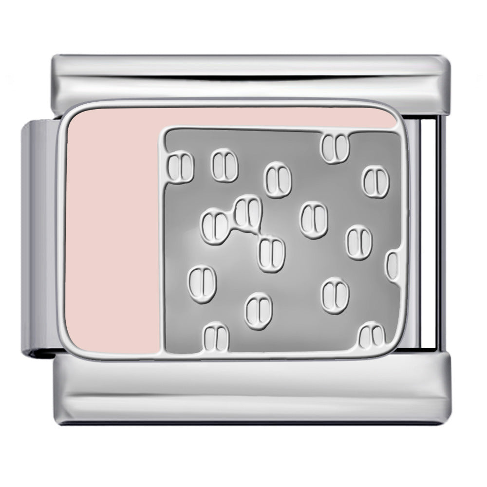 Pink Pattern Italian Module Bracelet Titanium Steel Welding Drip Oil Pattern DIY Bracelet Gift for Girls Pink Pattern Italian Module Bracelet Titanium Steel Welding Drip Oil Pattern DIY Bracelet Gift for Girls