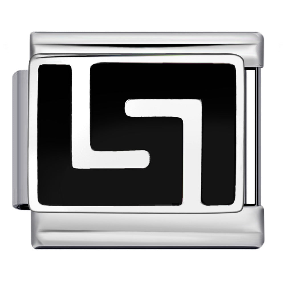 Black Gold Plated Cartoon DIY Italian Modular Bracelet Unique Welded Pattern Stainless Steel Bangle Black Gold Plated Cartoon DIY Italian Modular Bracelet Unique Welded Pattern Stainless Steel Bangle