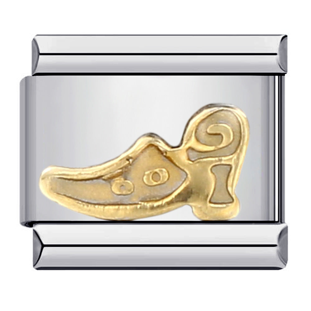 Stainless Steel Italian Module Bracelet Titanium Steel Welding Drip Oil Pattern DIY Bracelet Italian Charm Stainless Steel Italian Module Bracelet Titanium Steel Welding Drip Oil Pattern DIY Bracelet Italian Charm