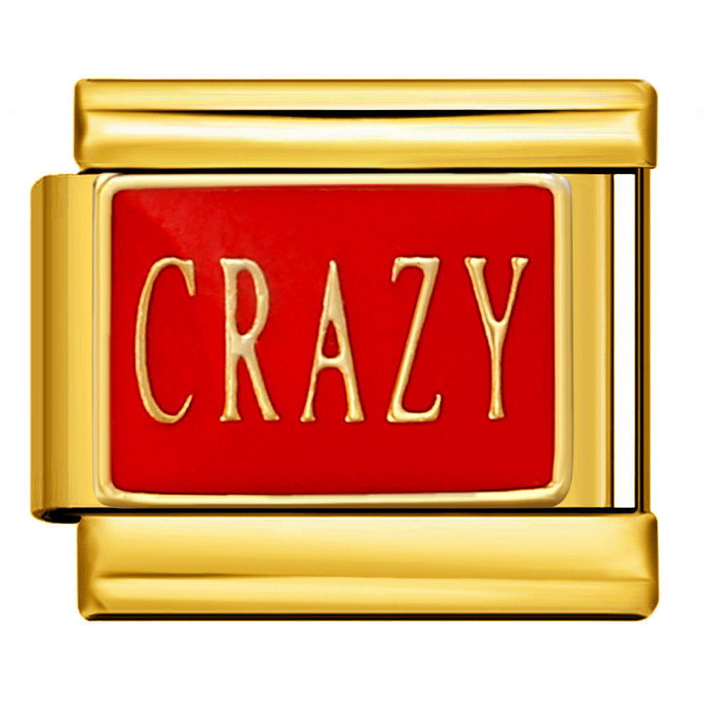 Gold Background Red Series Module Bracelet Accessories, Stainless Steel DIY Free To Match with Italian Charms Handmade Accessories Gold Background Red Series Module Bracelet Accessories, Stainless Steel DIY Free To Match with Italian Charms Handmade Accessories