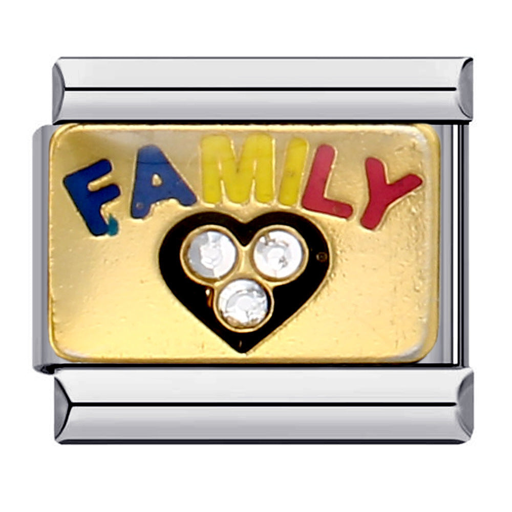 New Titanium Steel Welding Drip Oil Cartoon DIY Italian Module Bracelet Italian Charm Bracelet New Titanium Steel Welding Drip Oil Cartoon DIY Italian Module Bracelet Italian Charm Bracelet