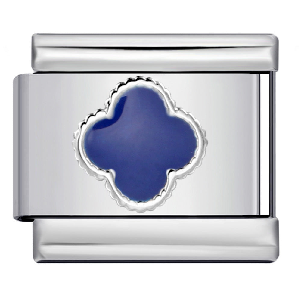 Color Dripping Oil Clover Module Bracelet Stainless Steel Stamping Pattern DIY Elastic Bracelet Accessories Wholesale Color Dripping Oil Clover Module Bracelet Stainless Steel Stamping Pattern DIY Elastic Bracelet Accessories Wholesale