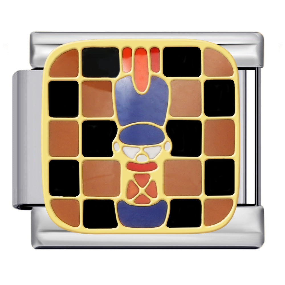 Cross Border Hot Selling Chess Italian Module Bracelet Titanium Steel Welding Gold Plating Drip Oil DIY Splicing Bracelet Cross Border Hot Selling Chess Italian Module Bracelet Titanium Steel Welding Gold Plating Drip Oil DIY Splicing Bracelet