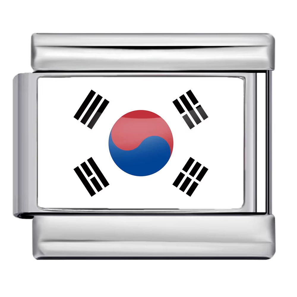 Hot Selling New World Flag Photo Dropper Series Titanium Steel DIY Italian Module Bracelet Accessories Wholesale Hot Selling New World Flag Photo Dropper Series Titanium Steel DIY Italian Module Bracelet Accessories Wholesale