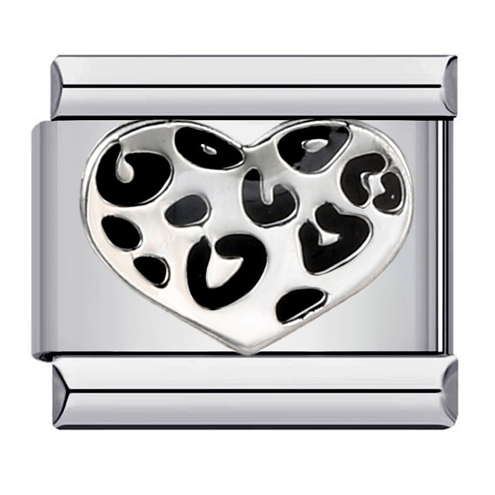 Cross Border Hot Selling Love Series Titanium Steel Welding Drip Oil Wristband Cartoon DIY Italian Module Bracelet Wholesale Cross Border Hot Selling Love Series Titanium Steel Welding Drip Oil Wristband Cartoon DIY Italian Module Bracelet Wholesale