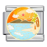 New River, Mountain, Seaside Scenery Italian Module Bracelet with Gold Plating and Oil Dripping DIY Welding Stainless Steel Bracelet New River, Mountain, Seaside Scenery Italian Module Bracelet with Gold Plating and Oil Dripping DIY Welding Stainless Steel Bracelet