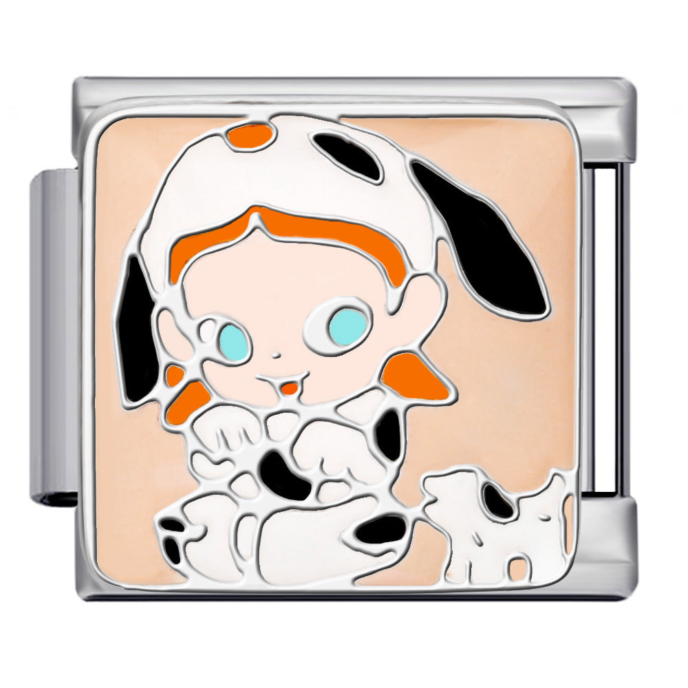 Cartoon Character Italian Module Bracelet Stainless Steel Welding Pattern DIY Elastic Splicing Versatile Bracelet Cartoon Character Italian Module Bracelet Stainless Steel Welding Pattern DIY Elastic Splicing Versatile Bracelet