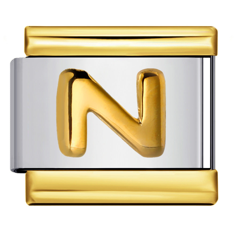 Gold Package Silver Convex Letter Italian Module Bracelet Stainless Steel DIY Elastic Splicing Strap Chain Wholesale Gold Package Silver Convex Letter Italian Module Bracelet Stainless Steel DIY Elastic Splicing Strap Chain Wholesale