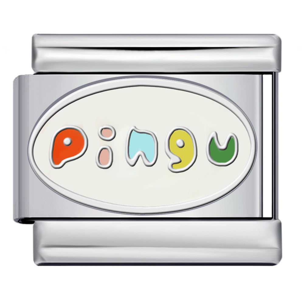 New Cartoon Animation Gold-plated Oil Drop DIY Italian Module Bracelet with Personalized Welding Pattern Stainless Steel Bracelet New Cartoon Animation Gold-plated Oil Drop DIY Italian Module Bracelet with Personalized Welding Pattern Stainless Steel Bracelet