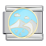 New River, Mountain, Seaside Scenery Italian Module Bracelet with Gold Plating and Oil Dripping DIY Welding Stainless Steel Bracelet New River, Mountain, Seaside Scenery Italian Module Bracelet with Gold Plating and Oil Dripping DIY Welding Stainless Steel Bracelet