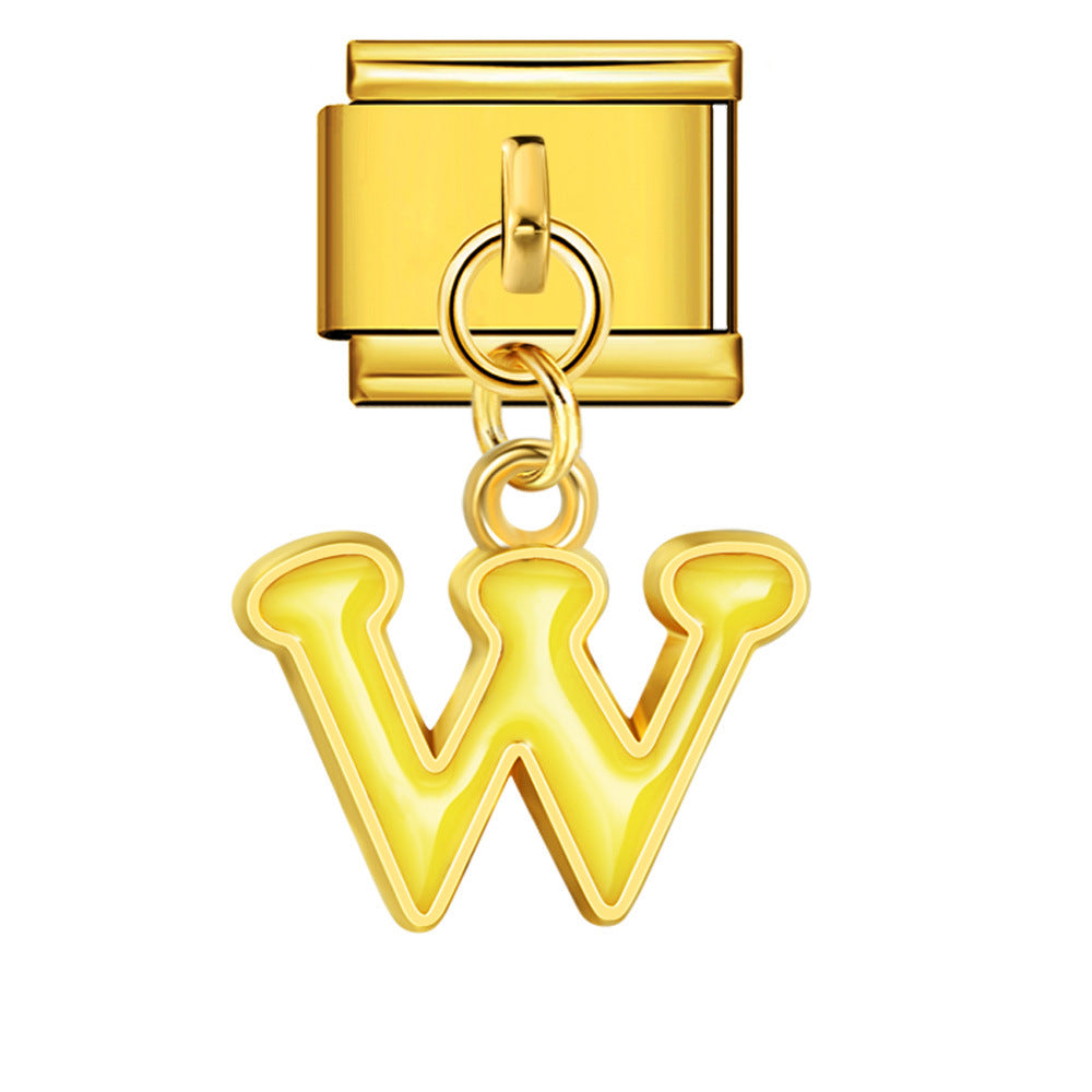 Gold Background, Colorful Oil Dripping Letters, Italian Module Bracelet, Titanium Steel Welded Hook, Fashionable and Simple Wristband Accessory Gold Background, Colorful Oil Dripping Letters, Italian Module Bracelet, Titanium Steel Welded Hook, Fashionable and Simple Wristband Accessory