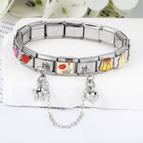 New Silver Double Pendant Italian Module Bracelet Stainless Steel Hook DIY Elastic Splicing Strap Chain New Silver Double Pendant Italian Module Bracelet Stainless Steel Hook DIY Elastic Splicing Strap Chain