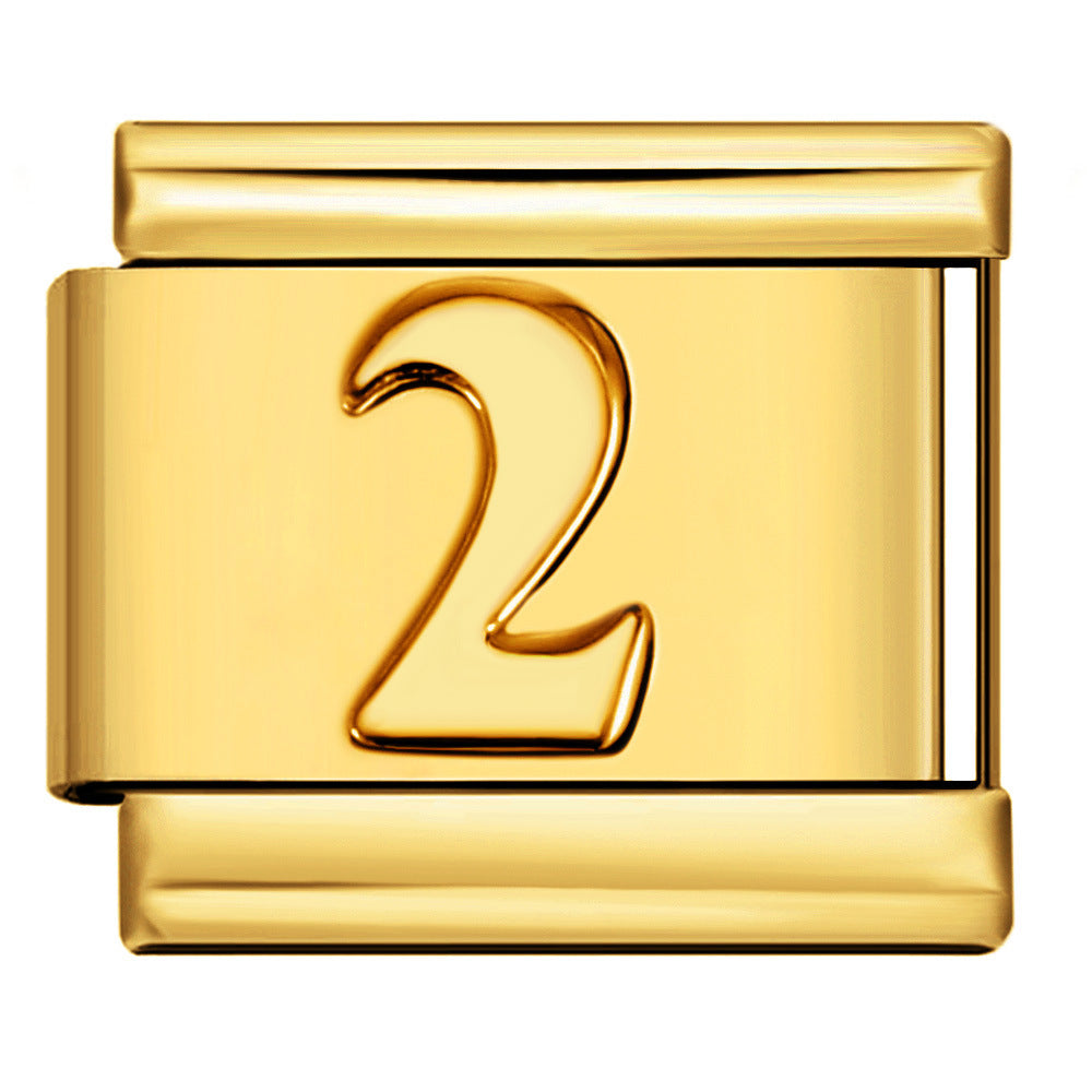 New Titanium Steel Gold Concave Alara Digital DIY Bracelet Italian Module Bracelet Strap Chain Accessories Wholesale New Titanium Steel Gold Concave Alara Digital DIY Bracelet Italian Module Bracelet Strap Chain Accessories Wholesale